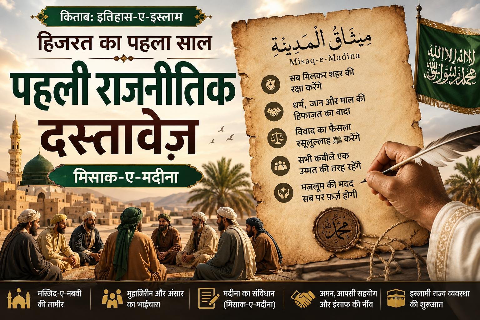Pehli Rajnitik Dastavez (Misaq-e-Madina) | Hijrat Ke Pehle Saal Ka Itihas